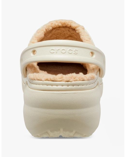 CROCSTM White 207938-2Y2 Classic Platform Lined Clogs Bone