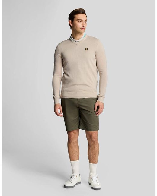 Lyle & Scott Natural Golf Wool Blend V Neck Jumper for men