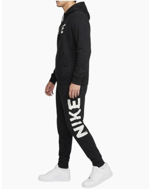 Nike Black Tracksuit Dq2349 Club Graphic Long Sleeve Sets for men