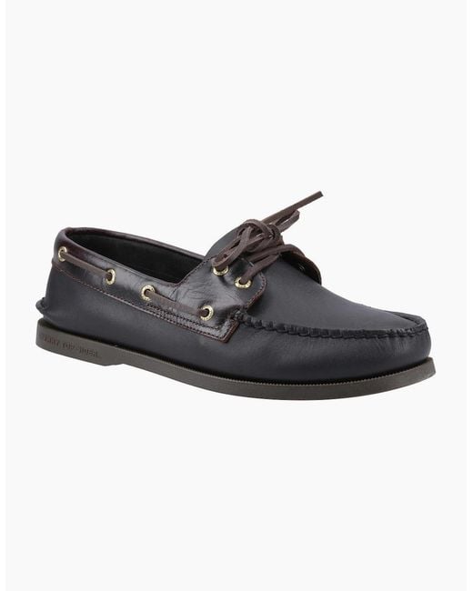 Sperry Top-Sider Black Sperry Authentic 2 Eye Leather Amaretto/ Boat Shoes for men