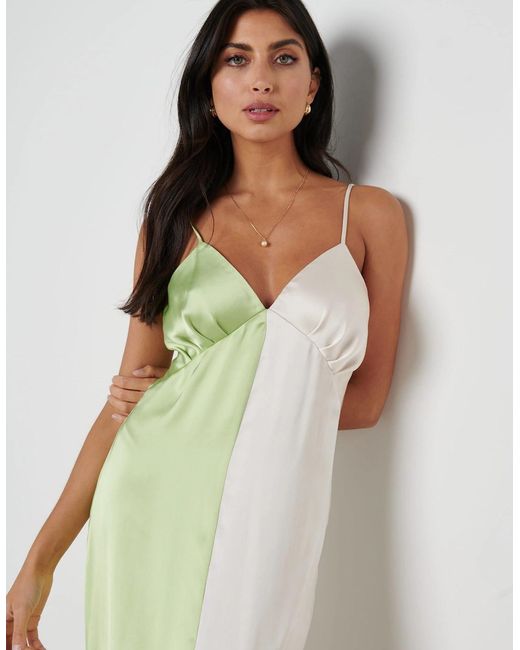 Pretty Lavish Green Esmee Contrast Slip Dress