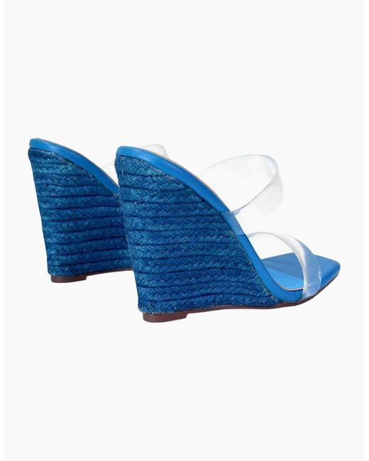 XY London Blue Ladies Shea Strappy Wedge Espadrilles
