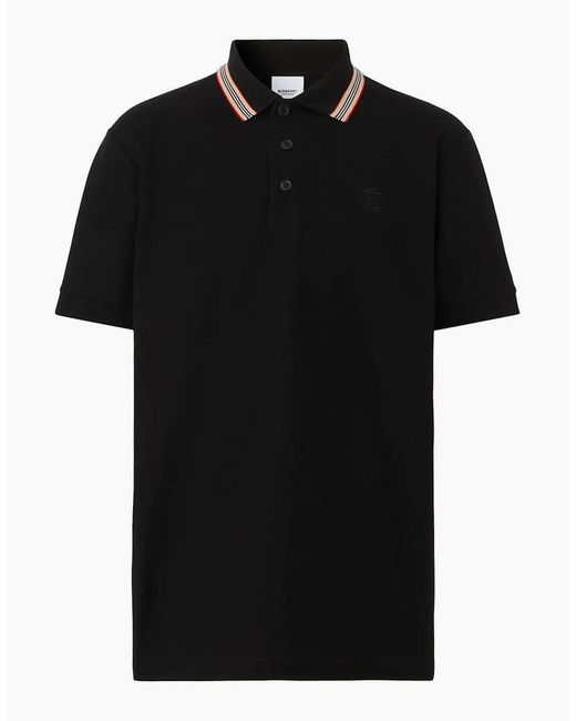 Burberry Black 'Pierson' Tb Collar Polo-Shirt for men