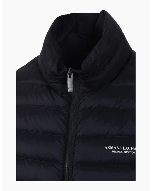 ARMANI EXCHANGE Blue Woven Down Jacket Deep for men