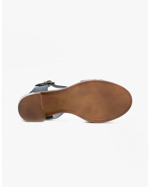 Hush Puppies Blue Georgia Leather Heeled Sandals