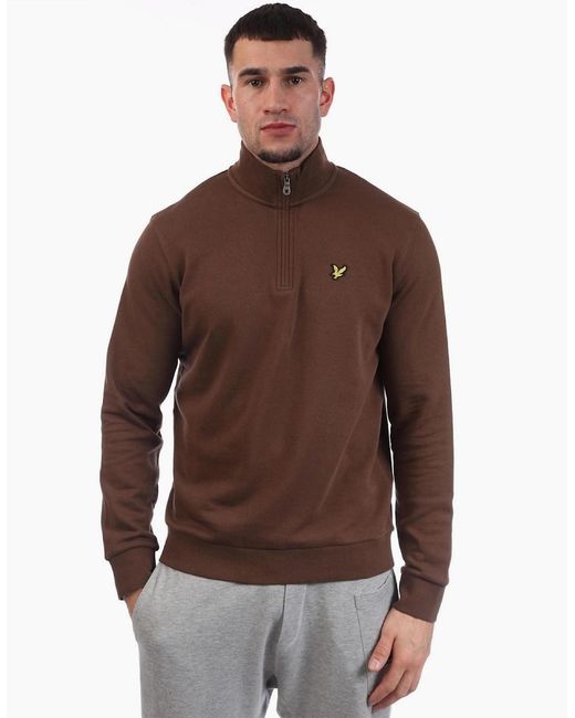 Lyle & Scott Brown Quarter Zip Sweatshirt for men