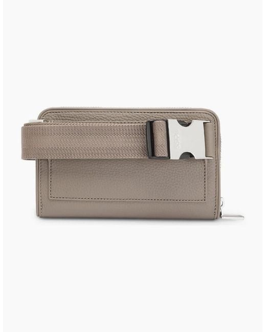 Boss Gray Newrosstown Rectangle Shape Fanny Pack With Embossed Logo for men