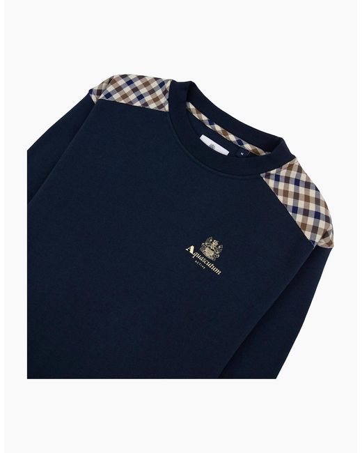 Aquascutum Blue Cc Shoulder Crewneck Fleece 11 for men