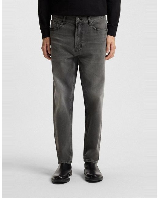 Boss Gray Tapered Fit Five Pocket Jeans for men