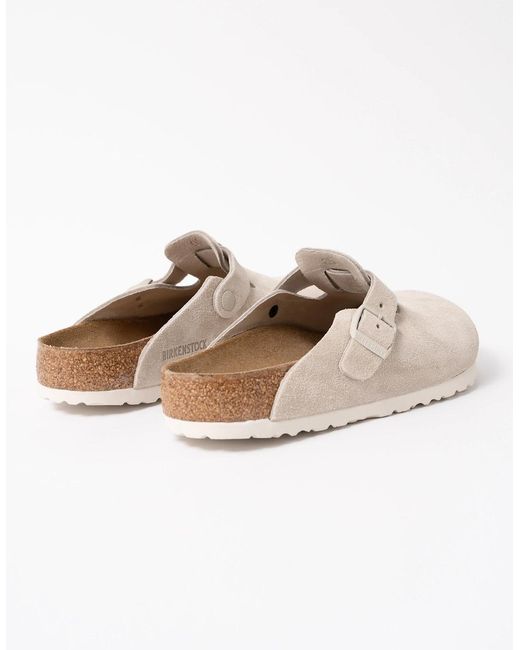 Birkenstock Boston White Suede Leather Clogs