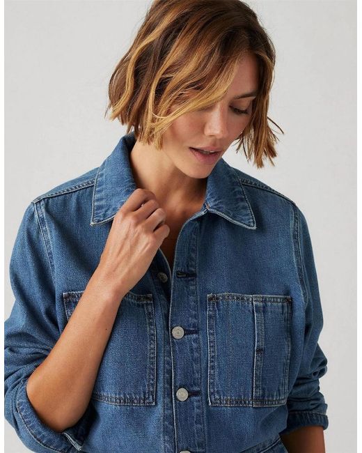 Levi's Blue Levi's Iconic Collared Neck Long Sleeve Solid Patterned Jumpsuit
