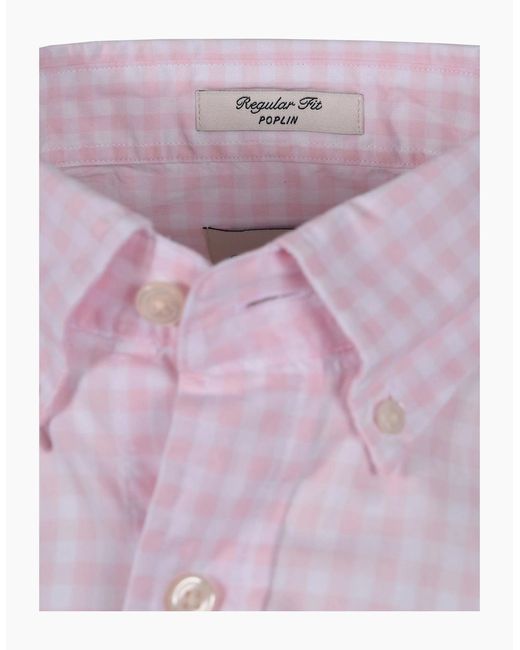 Gant Pink Poplin Gingham Short Sleeve Shirt California for men