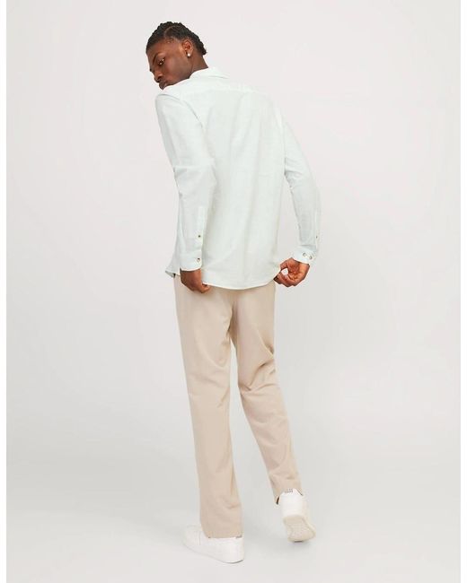 Jack & Jones White Regular Fit Long Sleeve Shirt for men