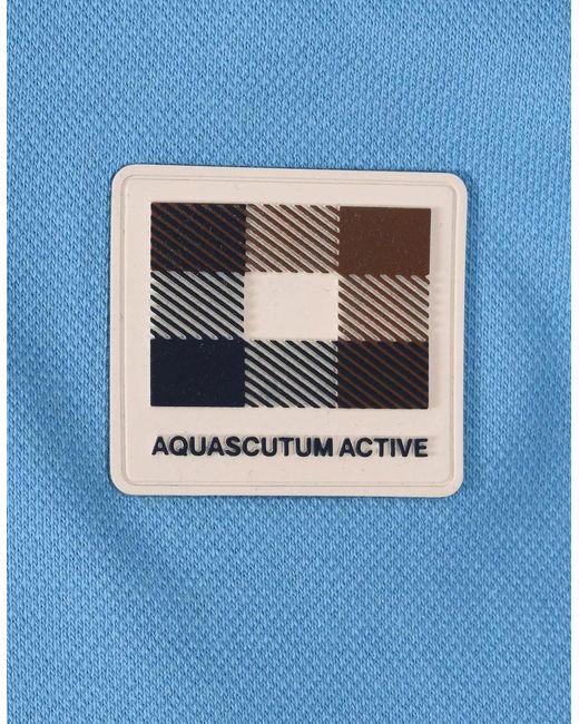 Aquascutum Blue Club Check Badge Polo for men