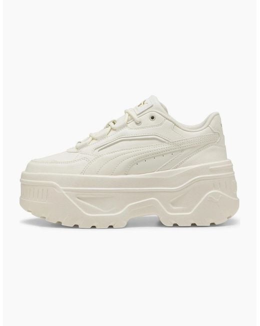 PUMA White Karmen X Tra Platform Trainers