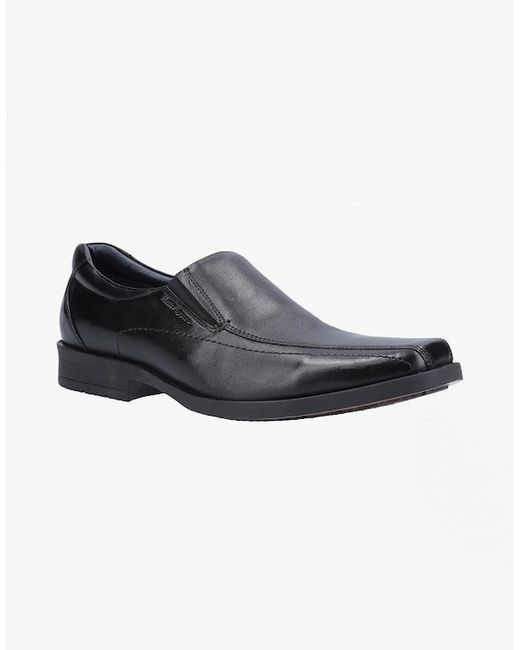 Hush Puppies Black Brody Leather Slip On Shoes for men