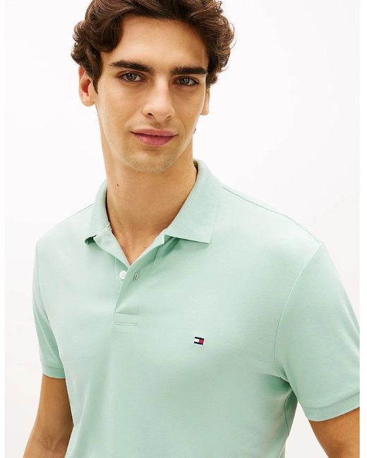 Tommy Hilfiger Green Liquid Cotton Reg Polo Mai Crushed Mint for men