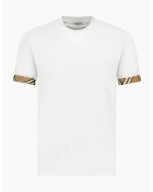 Burberry White Ellison Check Sleeve T Shirt for men