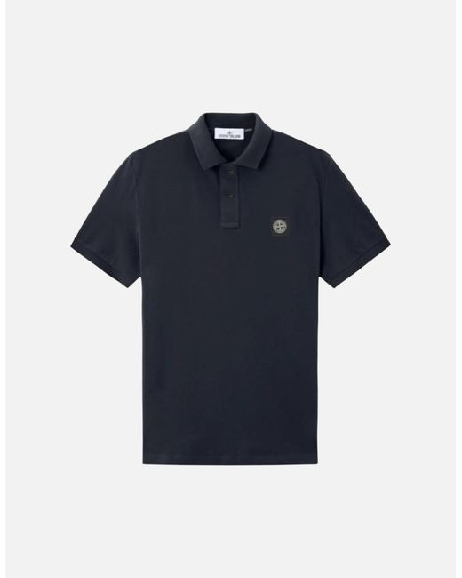 Stone Island Blue Organic Cotton Elastane Pique Polo Shirt for men