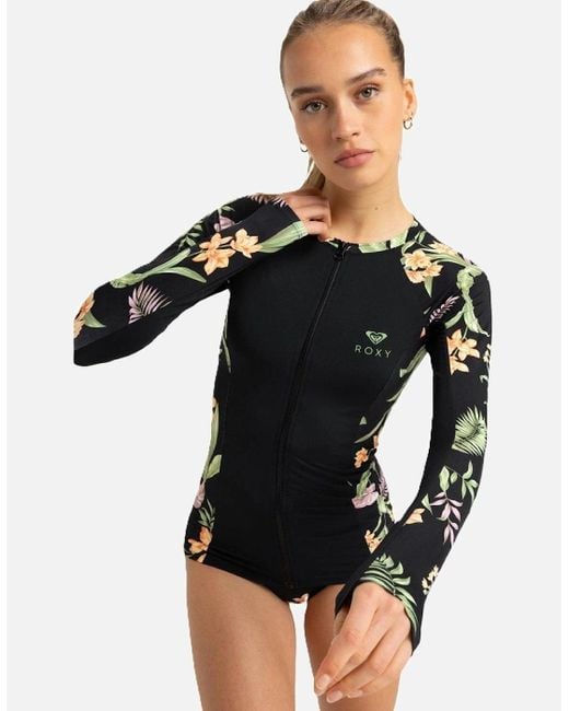 Roxy Black Lycra Zip Long Sleeve Rash Vest
