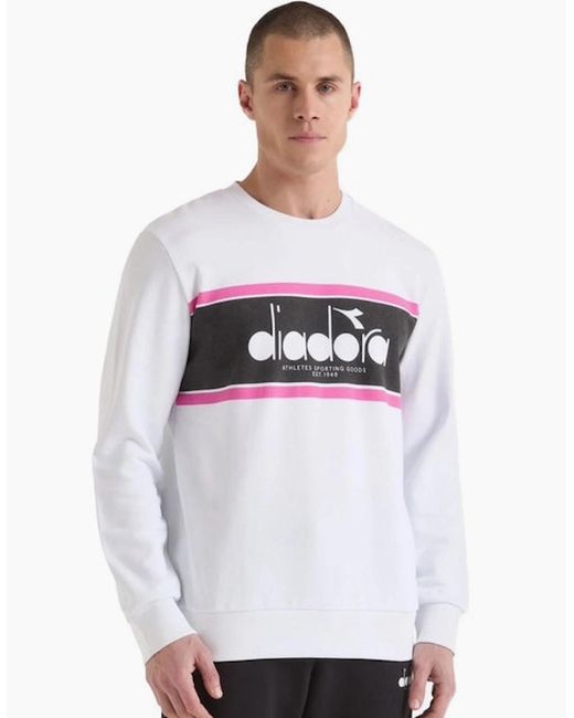 Diadora White Logo Optical Sweatshirt for men