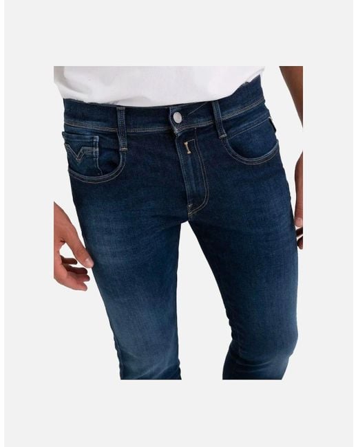 Replay Blue Recycle 360*Hyperflex Mid Stretch Slim Fit Jean 007 for men