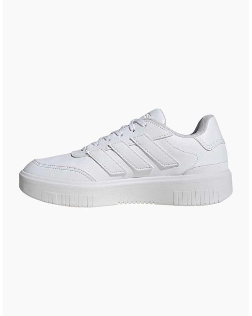 Adidas White Ladies Courtblock Platform Trainers