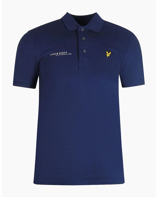 Lyle & Scott Blue Lyle & Scott Co-Ordinate Print Logo Short Sleeved Polo Shirt for men