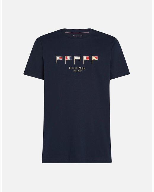 Tommy Hilfiger Blue Multi Flags T Shirt for men