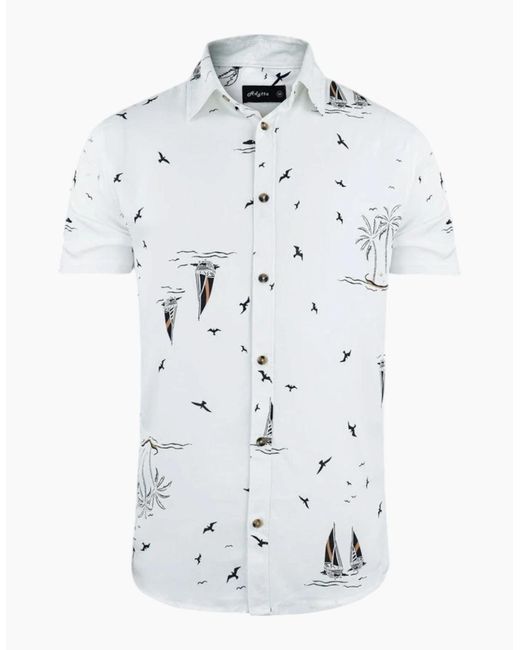Springfield White Hawaiian Shirts Aloha Summer Casual Beach Holiday Viscose Floral New Top for men