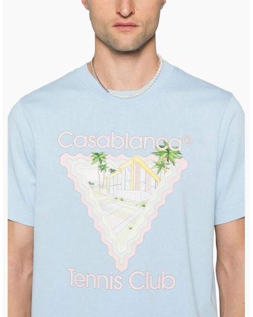 Casablanca Blue T Shirt Maison De Reve Printed Summer Crew Neck Tee for men