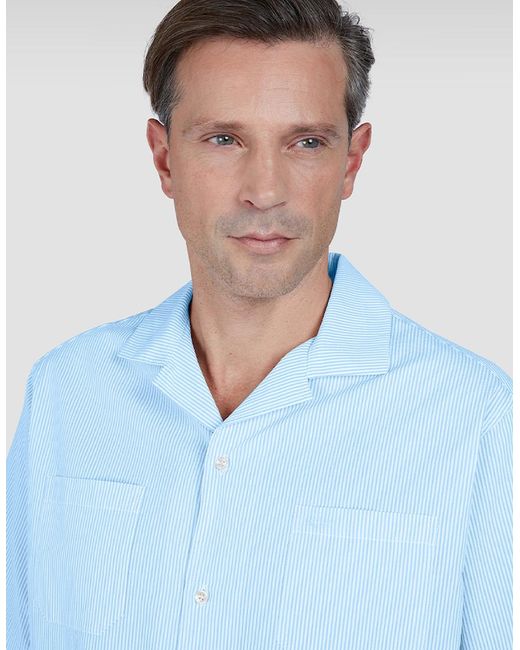 Paul & Shark White Riviera Seersucker Cotton Collar Hawaiian Short Sleeve Shirt for men