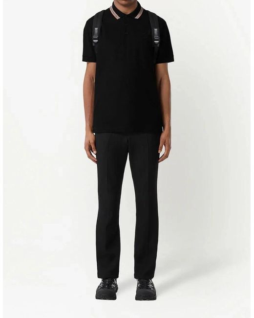 Burberry Black 'Pierson' Tb Collar Polo-Shirt for men