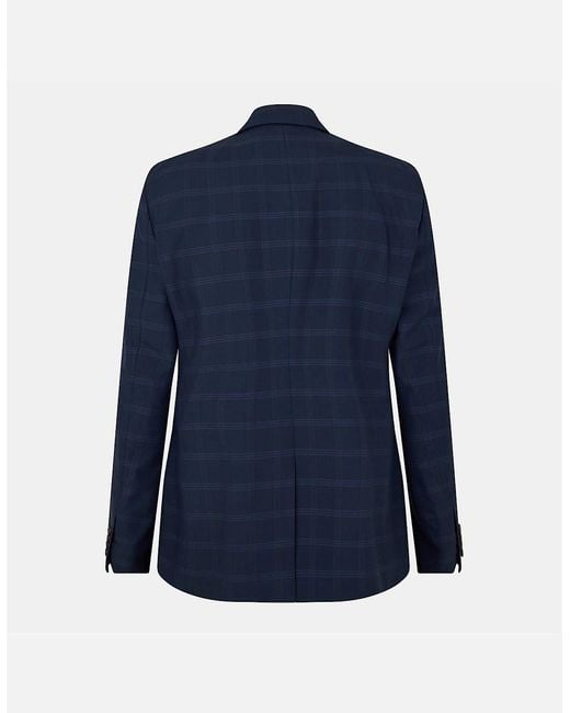 Ted Baker Blue Rust Plaid Flap Pocket Suit Jacket for men
