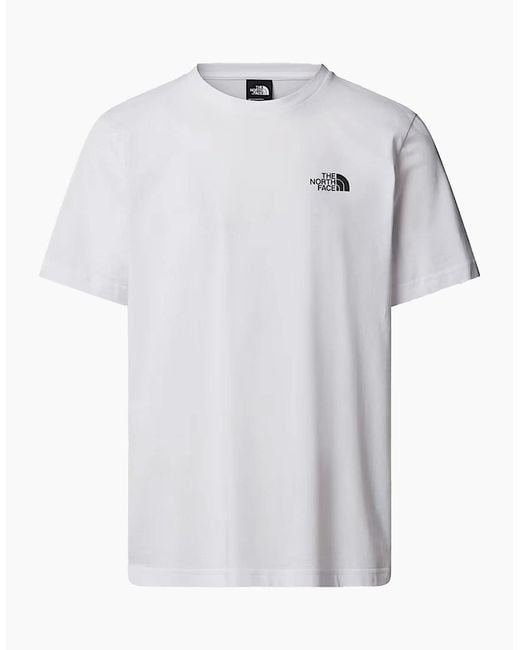The North Face White Vertical Logo T-Shirts Crew Neck Short Sleeve Soft Cotton Tee for men
