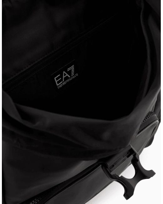 EA7 Black Eco Leather Backpack for men