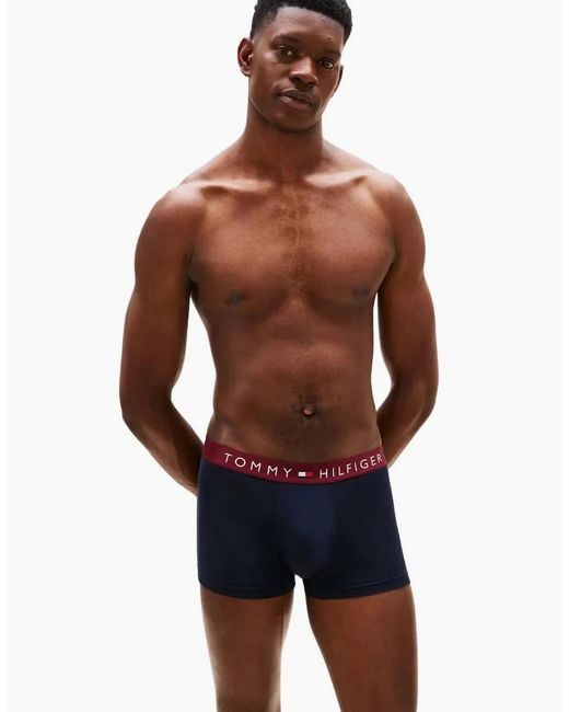 Tommy Hilfiger Blue 3-Pack Th Originals Boxer Trunks, W/ /Burgundy for men