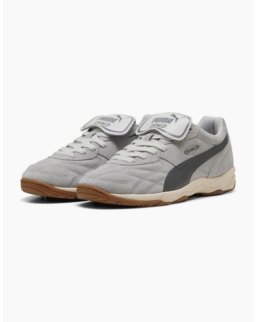 PUMA Gray King Indoor Suede Low Top Trainers for men