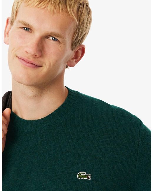 Lacoste Green Carded Wool Crew Neck Sweater for men