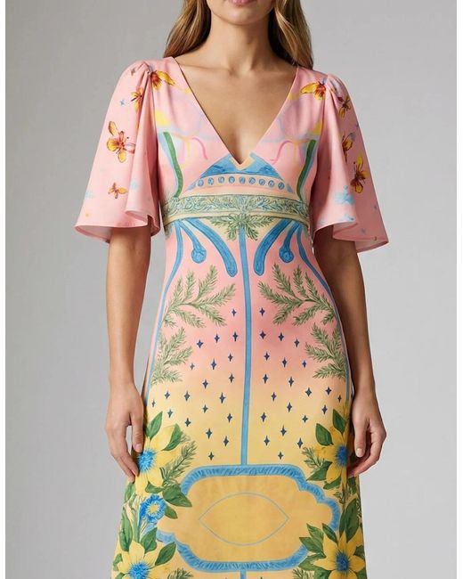Oceanus Multicolor Camile V Shaped Dress