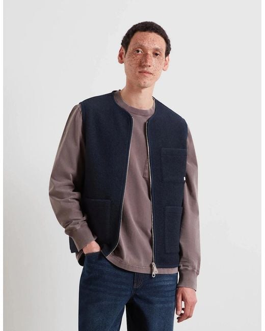 Farah Black Myles Crew Neck Zip Gilet for men