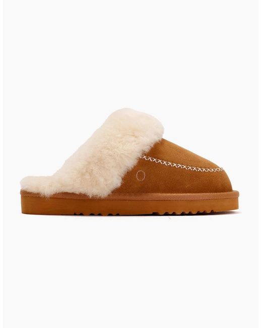 Osprey White London The Celeste Suede Chestnut Slippers