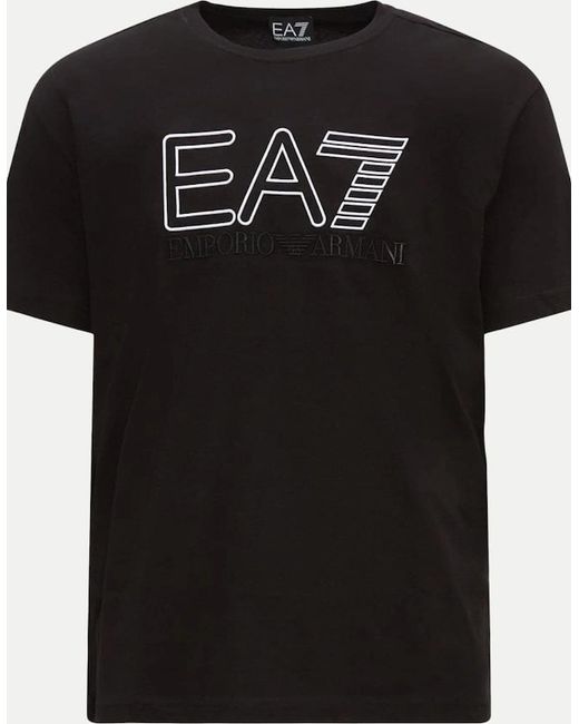 EA7 Black Embroidered Logo T Shirt for men