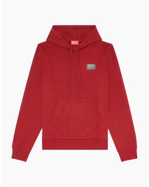 DIESEL Red S-Ginn-Sp 0Hayt Pullover Hoodies Drop Shoulder Oversized Sweatshirts for men