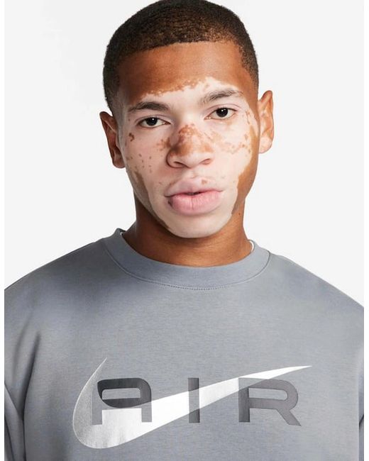 Nike Gray Air Swoosh Fleece Sweatshirt for men