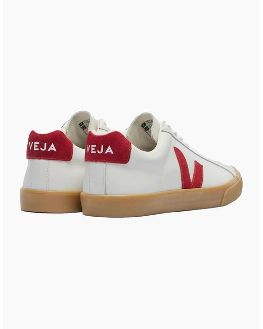 Veja Pink Esplar Logo Leather Trainer White_Pepper_Natural for men