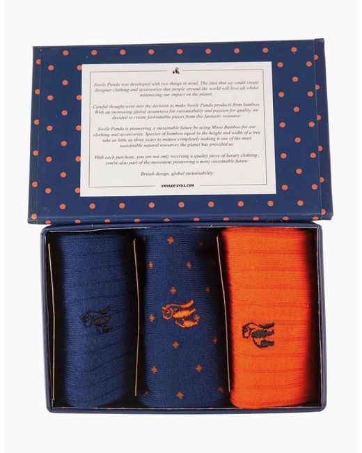 Swole Panda Blue Bamboo Sock 3 Pack Gift Set
