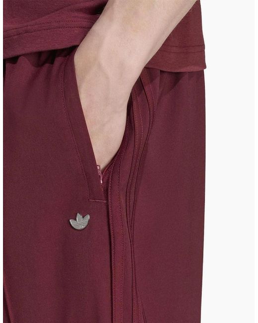 Adidas Originals Red Premium Wide Leg Three Stripes Patterned Pants for men