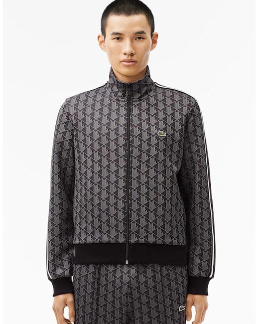 Lacoste Gray Paris Zip-Up Jacquard Track Jacket for men