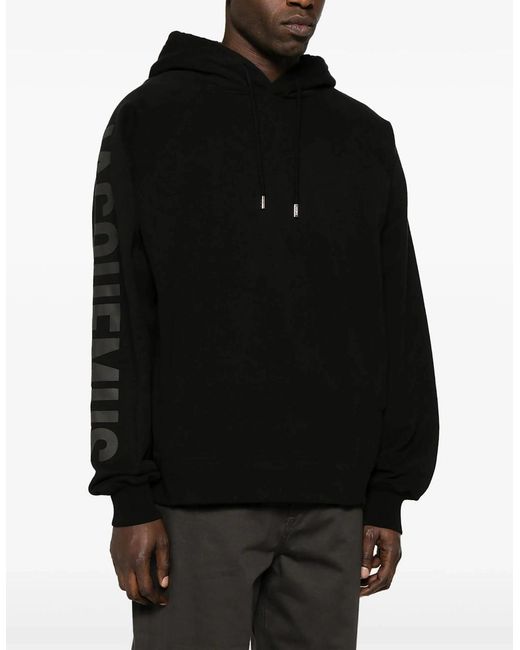 Jacquemus Black Typo Cotton Hoodie